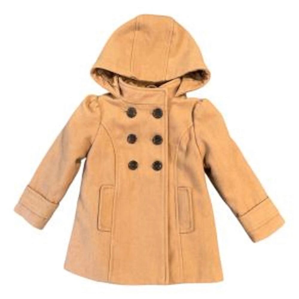 Old Navy Double Breasted Camel Tan Wool Peacoat Toddler Girl Size 18-24 Months